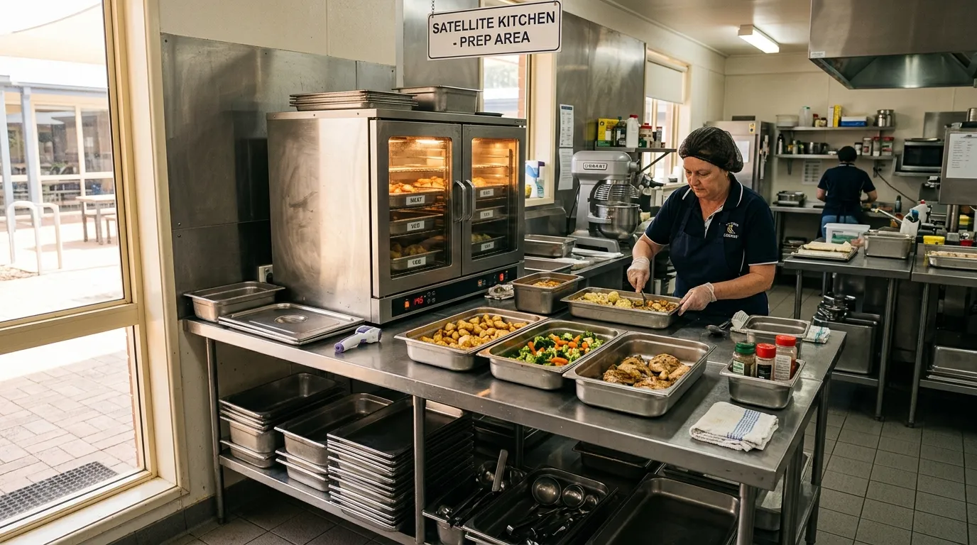 Cuisine satellite et office de remise en température : ce qu'on peut réellement finir sur place