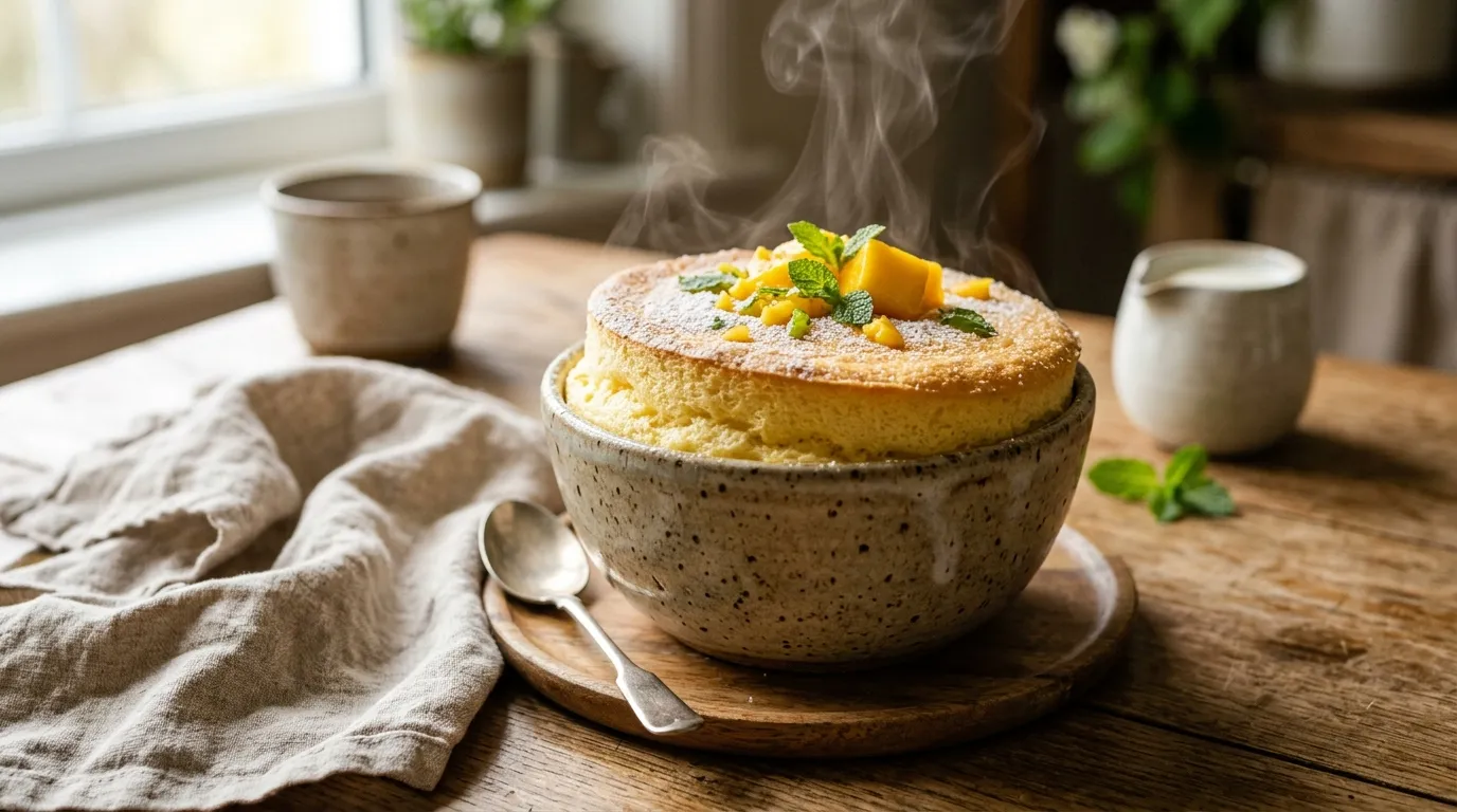 Soufflé chaud à la mangue : un dessert exotique servi chaud pour la restauration