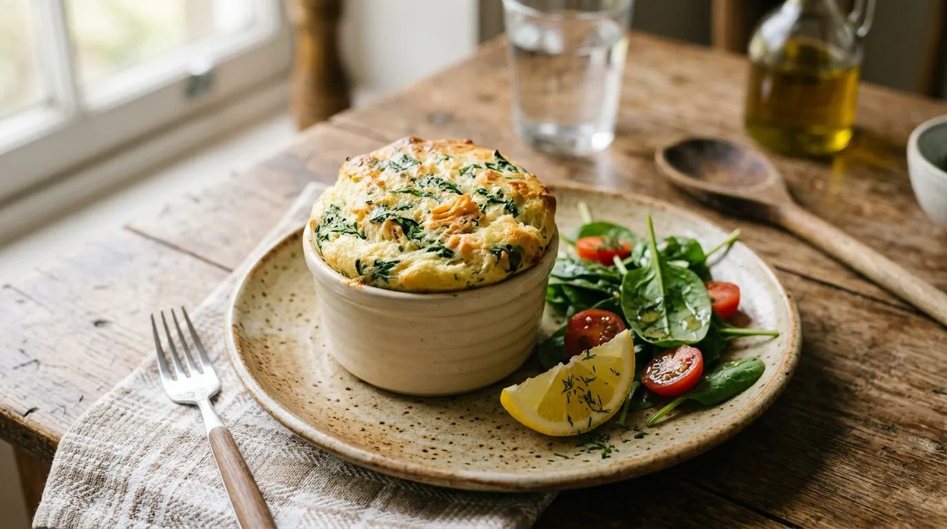 Soufflé chaud saumon-épinard : l’alternative à l’entrée chaude classique